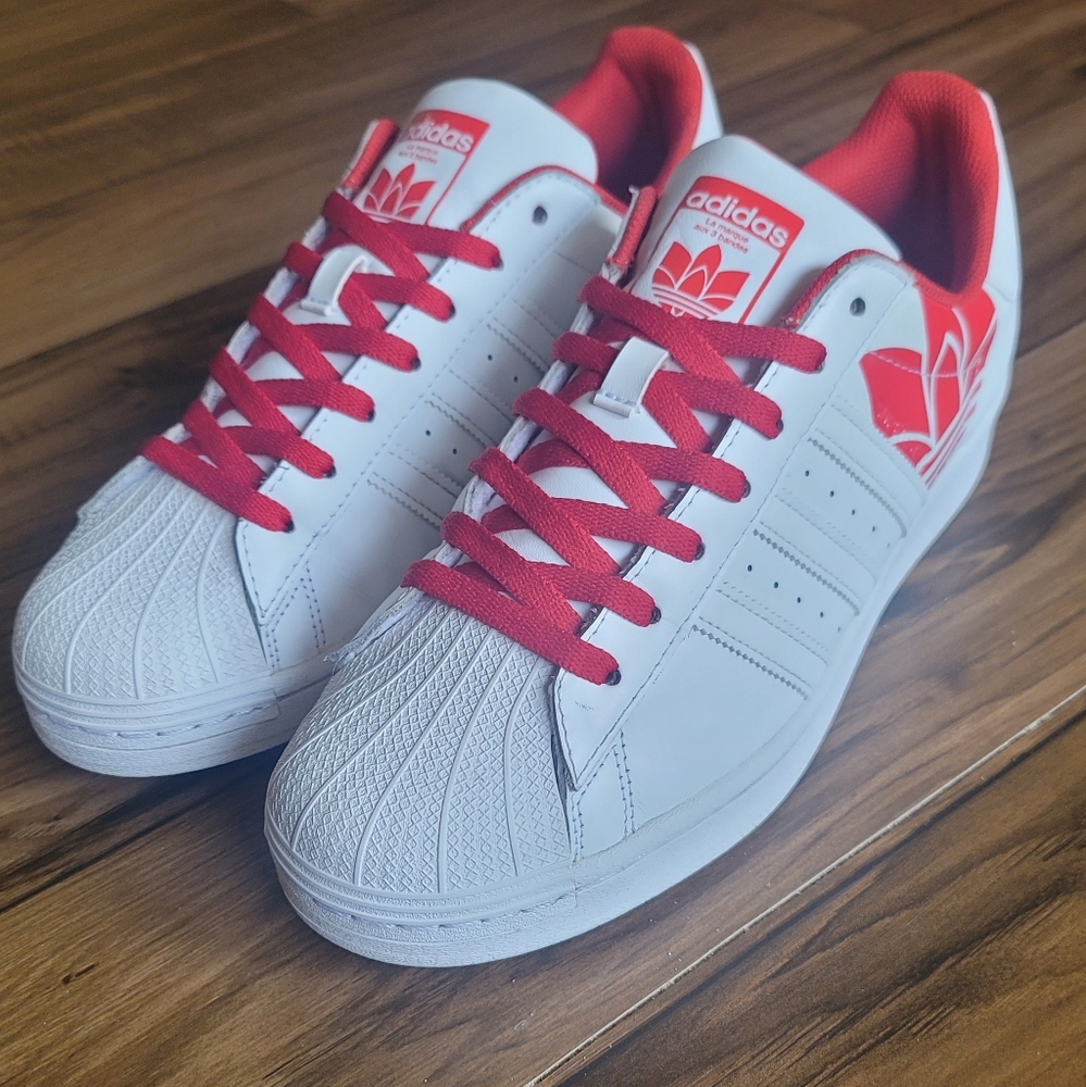 Mens adidas red superstars shelltoes size 10.5